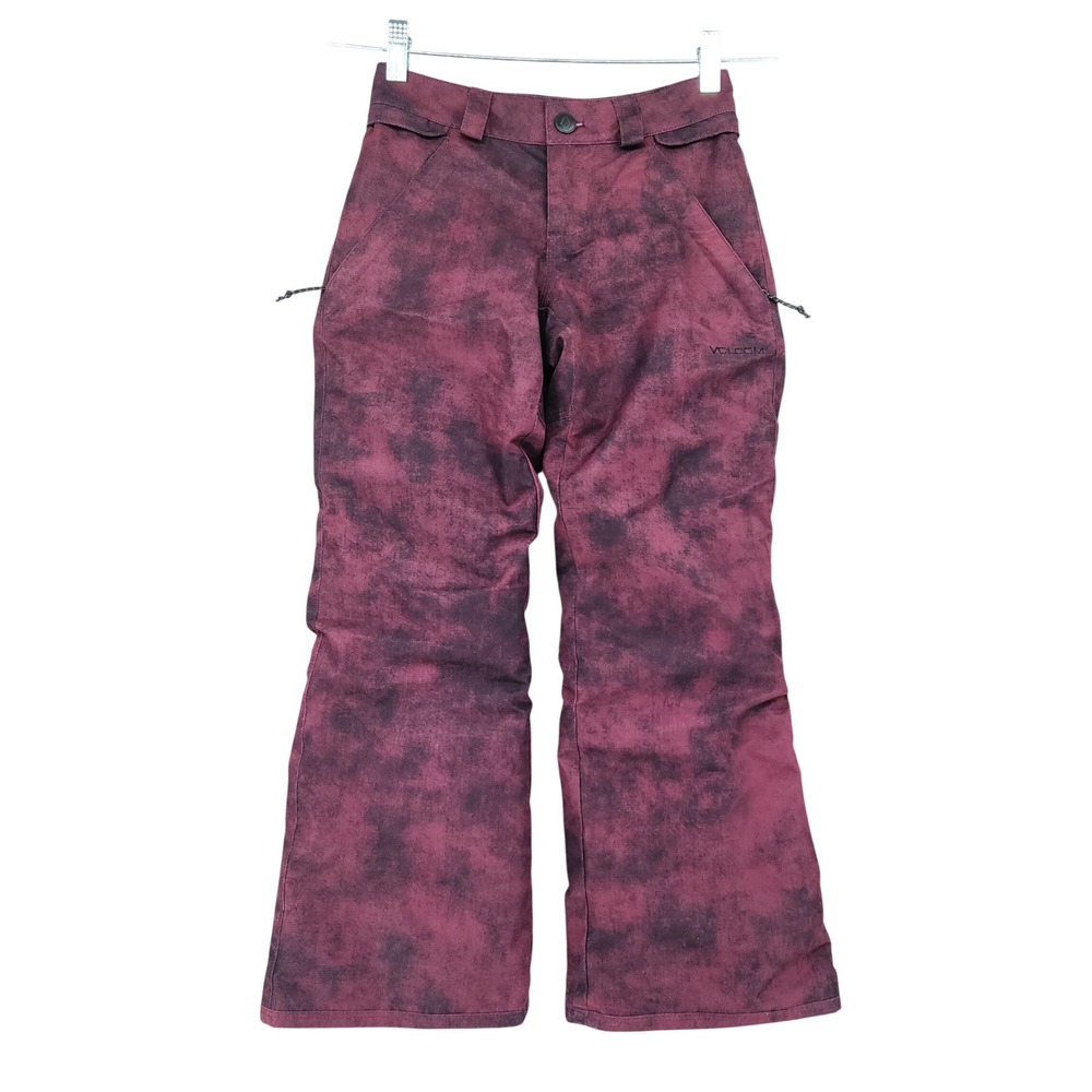 Volcom Insulated Snow Pant XS Kids‎ Frochickidee Burgundy Tie Dye Ski Snowboard